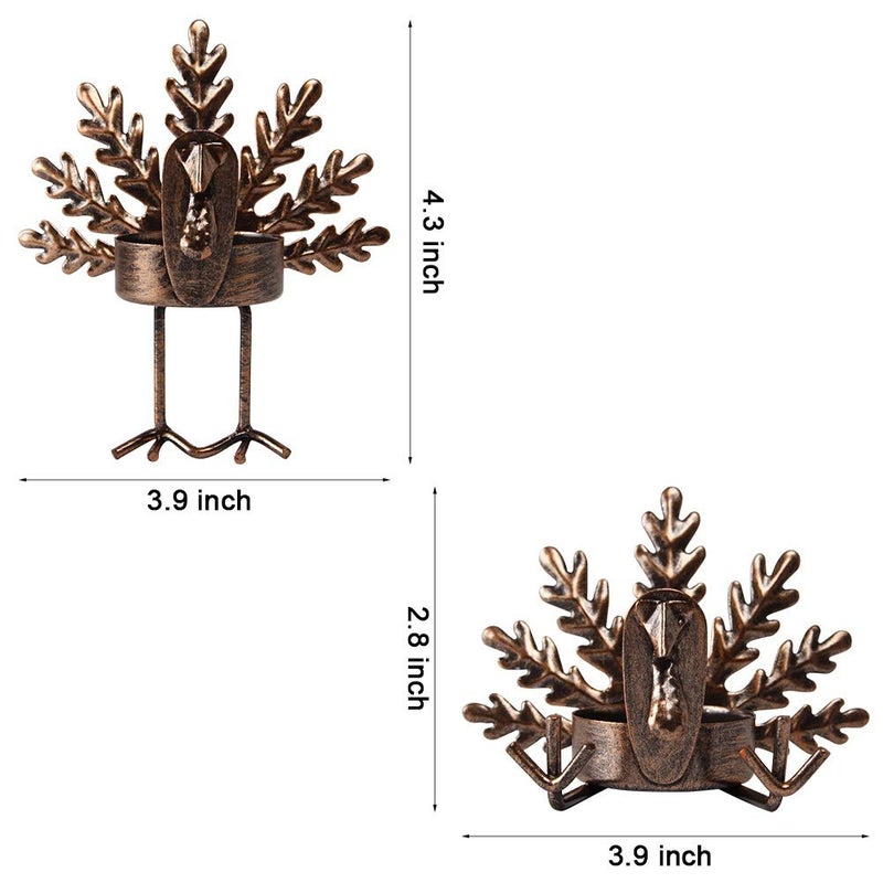 SAND MINE Metal Turkey Tea Light Candle Holders, Thanksgiving Candle Holder, Turkey Candle Holder, Metal Candle Holder, Thanksgiving Home Table Decoration (6) - Image 2